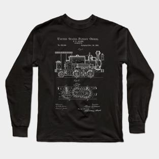 Locomotive Patent Blueprint (1886) Long Sleeve T-Shirt